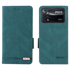 Leather Case Stands Flip Cover Holder L07Z for Xiaomi Poco X4 Pro 5G Green