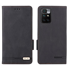 Leather Case Stands Flip Cover Holder L07Z for Xiaomi Redmi 10 4G Black
