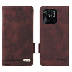 Leather Case Stands Flip Cover Holder L07Z for Xiaomi Redmi 10 India Brown