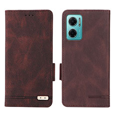 Leather Case Stands Flip Cover Holder L07Z for Xiaomi Redmi 10 Prime Plus 5G Brown
