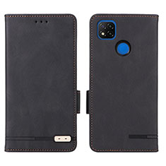 Leather Case Stands Flip Cover Holder L07Z for Xiaomi Redmi 9 India Black