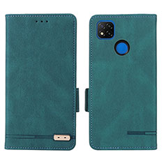 Leather Case Stands Flip Cover Holder L07Z for Xiaomi Redmi 9 India Green