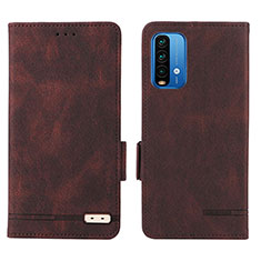 Leather Case Stands Flip Cover Holder L07Z for Xiaomi Redmi 9 Power Brown