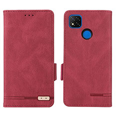 Leather Case Stands Flip Cover Holder L07Z for Xiaomi Redmi 9C Red