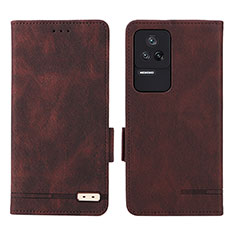 Leather Case Stands Flip Cover Holder L07Z for Xiaomi Redmi K40S 5G Brown