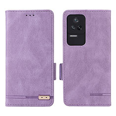 Leather Case Stands Flip Cover Holder L07Z for Xiaomi Redmi K40S 5G Purple