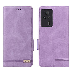 Leather Case Stands Flip Cover Holder L07Z for Xiaomi Redmi K60E 5G Purple