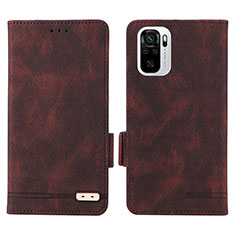 Leather Case Stands Flip Cover Holder L07Z for Xiaomi Redmi Note 10 4G Brown