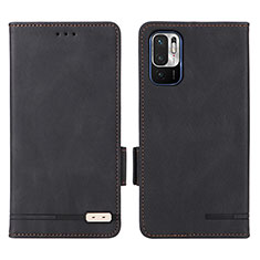 Leather Case Stands Flip Cover Holder L07Z for Xiaomi Redmi Note 10 5G Black