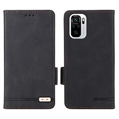 Leather Case Stands Flip Cover Holder L07Z for Xiaomi Redmi Note 10S 4G Black