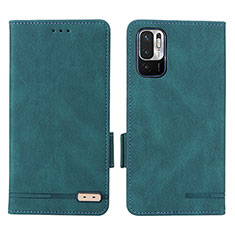 Leather Case Stands Flip Cover Holder L07Z for Xiaomi Redmi Note 10T 5G Green