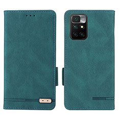 Leather Case Stands Flip Cover Holder L07Z for Xiaomi Redmi Note 11 4G (2021) Green