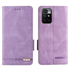 Leather Case Stands Flip Cover Holder L07Z for Xiaomi Redmi Note 11 4G (2021) Purple