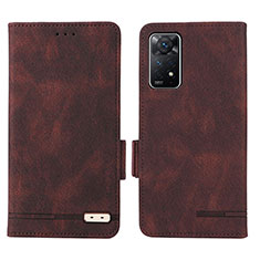 Leather Case Stands Flip Cover Holder L07Z for Xiaomi Redmi Note 11 Pro 4G Brown