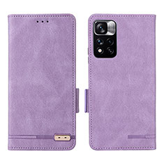 Leather Case Stands Flip Cover Holder L07Z for Xiaomi Redmi Note 11 Pro+ Plus 5G Purple