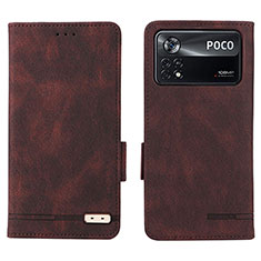 Leather Case Stands Flip Cover Holder L07Z for Xiaomi Redmi Note 11E Pro 5G Brown