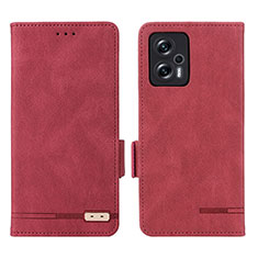 Leather Case Stands Flip Cover Holder L07Z for Xiaomi Redmi Note 11T Pro 5G Red