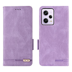 Leather Case Stands Flip Cover Holder L07Z for Xiaomi Redmi Note 12 Pro 5G Purple