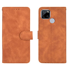 Leather Case Stands Flip Cover Holder L08Z for Realme 7i RMX2193 Brown