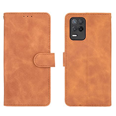 Leather Case Stands Flip Cover Holder L08Z for Realme 8 5G Brown