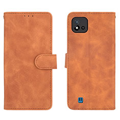 Leather Case Stands Flip Cover Holder L08Z for Realme C20 Brown