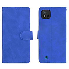 Leather Case Stands Flip Cover Holder L08Z for Realme C20A Blue