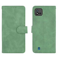 Leather Case Stands Flip Cover Holder L08Z for Realme C20A Green