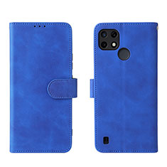 Leather Case Stands Flip Cover Holder L08Z for Realme C25Y India Blue