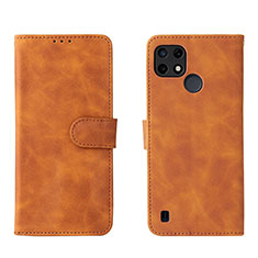 Leather Case Stands Flip Cover Holder L08Z for Realme C25Y India Brown