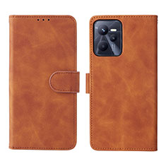 Leather Case Stands Flip Cover Holder L08Z for Realme C35 Brown