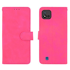 Leather Case Stands Flip Cover Holder L08Z for Realme Narzo 50i Hot Pink