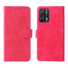 Leather Case Stands Flip Cover Holder L08Z for Realme V25 5G Hot Pink