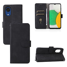 Leather Case Stands Flip Cover Holder L08Z for Samsung Galaxy A03 Core Black