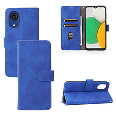 Leather Case Stands Flip Cover Holder L08Z for Samsung Galaxy A03 Core Blue