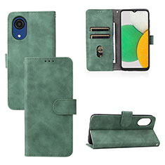 Leather Case Stands Flip Cover Holder L08Z for Samsung Galaxy A03 Core Green