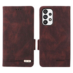 Leather Case Stands Flip Cover Holder L08Z for Samsung Galaxy A73 5G Brown