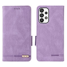 Leather Case Stands Flip Cover Holder L08Z for Samsung Galaxy A73 5G Purple