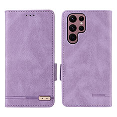 Leather Case Stands Flip Cover Holder L08Z for Samsung Galaxy S24 Ultra 5G Purple