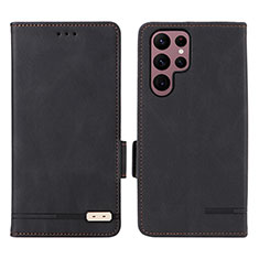 Leather Case Stands Flip Cover Holder L08Z for Samsung Galaxy S25 Ultra 5G Black