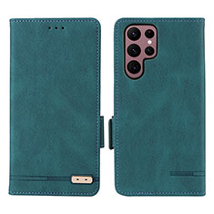 Leather Case Stands Flip Cover Holder L08Z for Samsung Galaxy S25 Ultra 5G Green