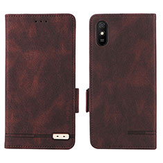 Leather Case Stands Flip Cover Holder L08Z for Xiaomi Redmi 9A Brown