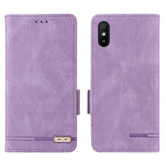 Leather Case Stands Flip Cover Holder L08Z for Xiaomi Redmi 9A Purple