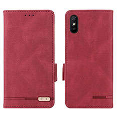 Leather Case Stands Flip Cover Holder L08Z for Xiaomi Redmi 9A Red