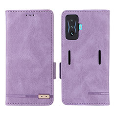 Leather Case Stands Flip Cover Holder L08Z for Xiaomi Redmi K50 Gaming 5G Purple