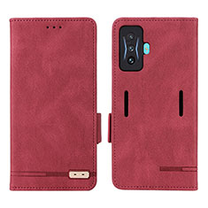 Leather Case Stands Flip Cover Holder L08Z for Xiaomi Redmi K50 Gaming 5G Red