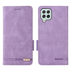 Leather Case Stands Flip Cover Holder L09Z for Samsung Galaxy A22 4G Purple