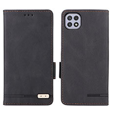 Leather Case Stands Flip Cover Holder L09Z for Samsung Galaxy A22 5G Black