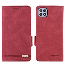 Leather Case Stands Flip Cover Holder L09Z for Samsung Galaxy A22s 5G Red