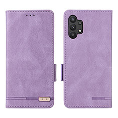 Leather Case Stands Flip Cover Holder L09Z for Samsung Galaxy A32 4G Purple