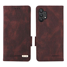 Leather Case Stands Flip Cover Holder L09Z for Samsung Galaxy A32 5G Brown